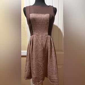 Anthropologie Eva Franco Strapless Brown Geometric Dress